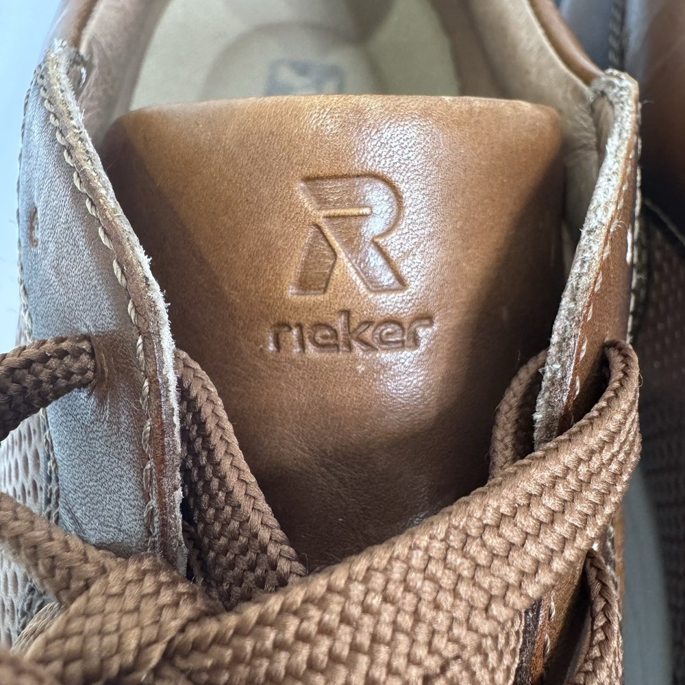Rieker Revolution Mens 47 Brown Leather Comfort Sneakers Walking Shoes - Picture 7 of 10